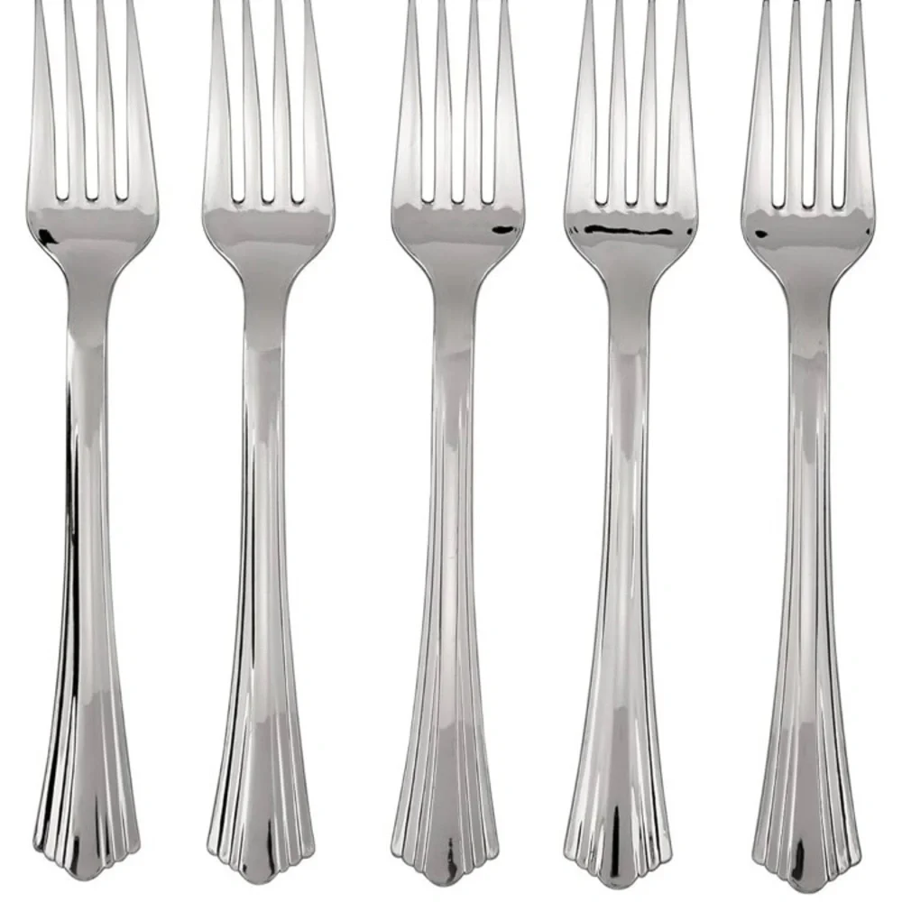 WNA Reflections Heavyweight Plastic Utensils Forks, silver 80/Box New unopened